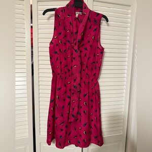 Hot pink mini dress with birds